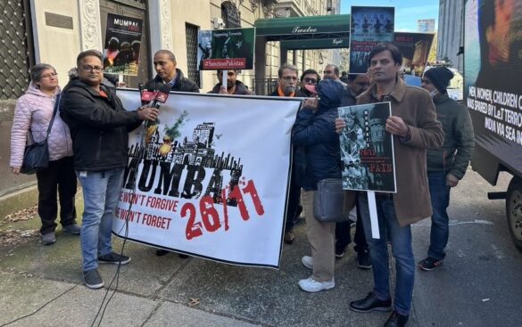 Protest outside the Pakistan Consulate General in New York on Saturday, November 26, 2022, against terrorism. (Photo Source: Twitter)