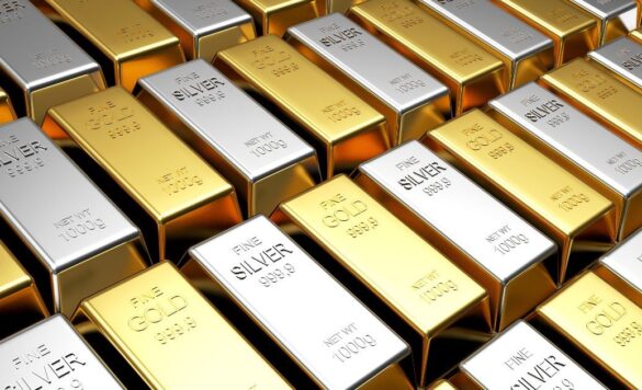 gold and silver bricks/canva