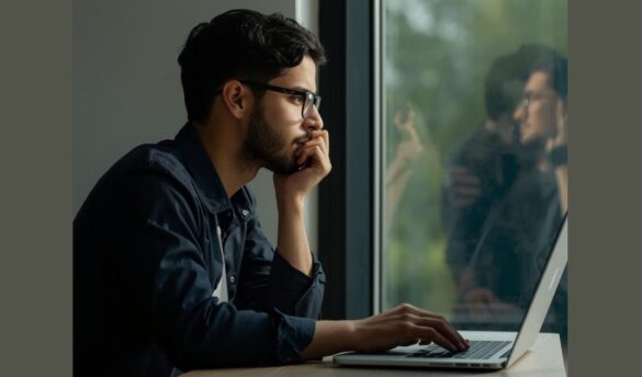 young man reflecting/canva