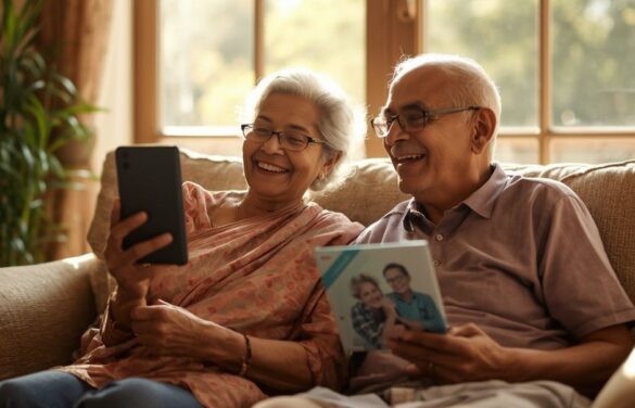 indian parents on video call/canva